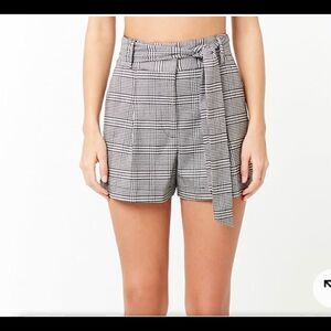 Forever 21 plaid high waist shorts with belt loops